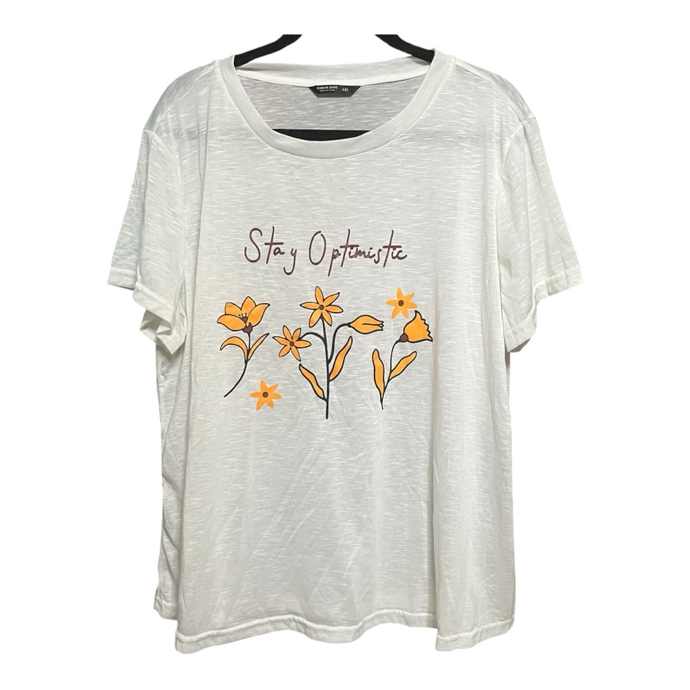 SHEIN Gray and White Relaxed Graphic Tee 4 XL
